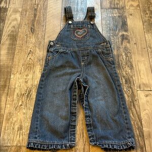 OshKosh B'gosh Denim Heart Bib Overalls 18 months